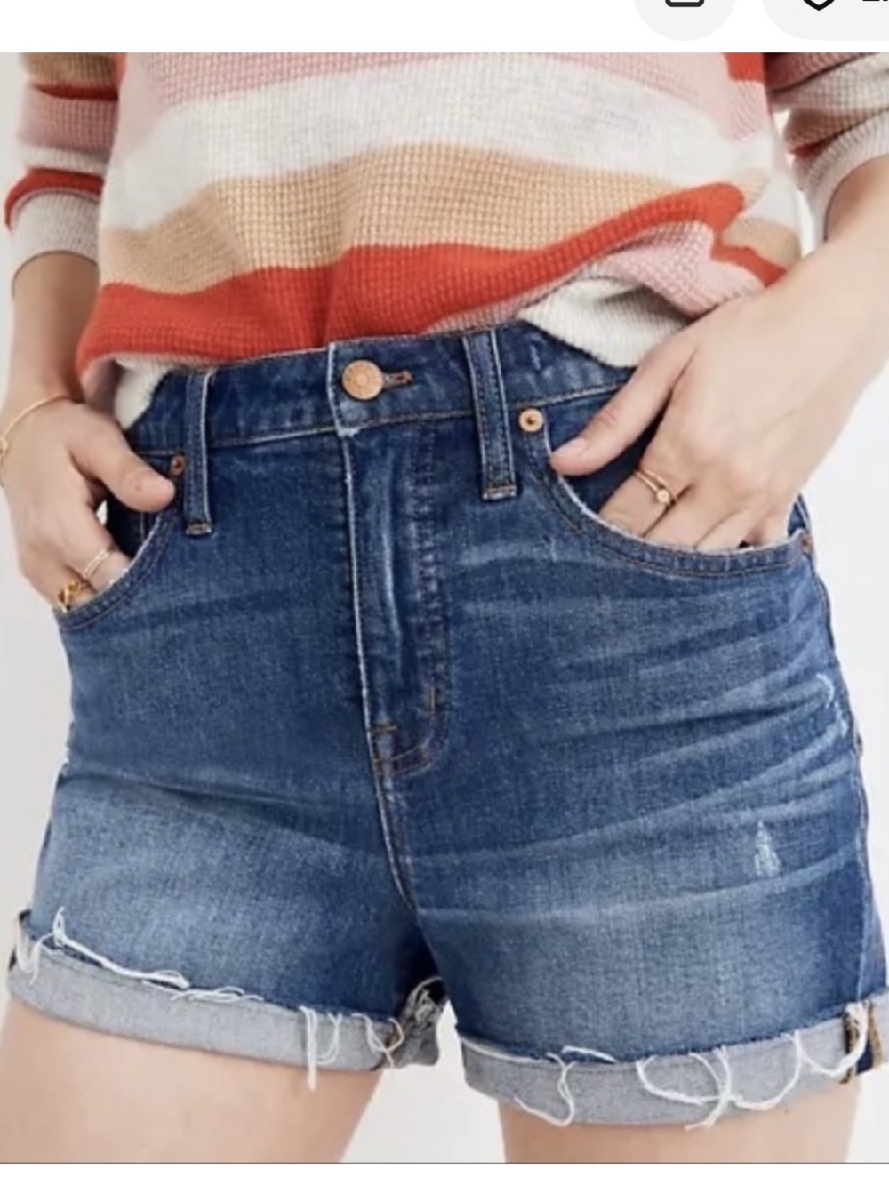 Madewell High Rise Denim Shorts Glenoaks Wash Raw Hem Cutoff Size 28